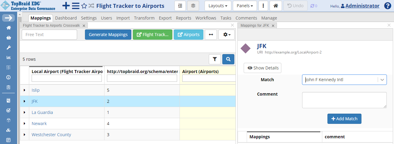 TopBraid EDG Flight Tracker Mappings - JFK