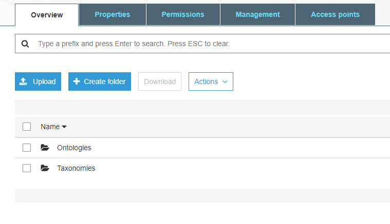 TopBraid EDG S3 Export Folders Page