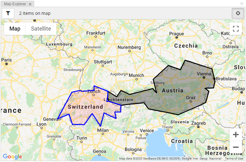 TopBraid EDG Map Explorer - Switzerland and Austria