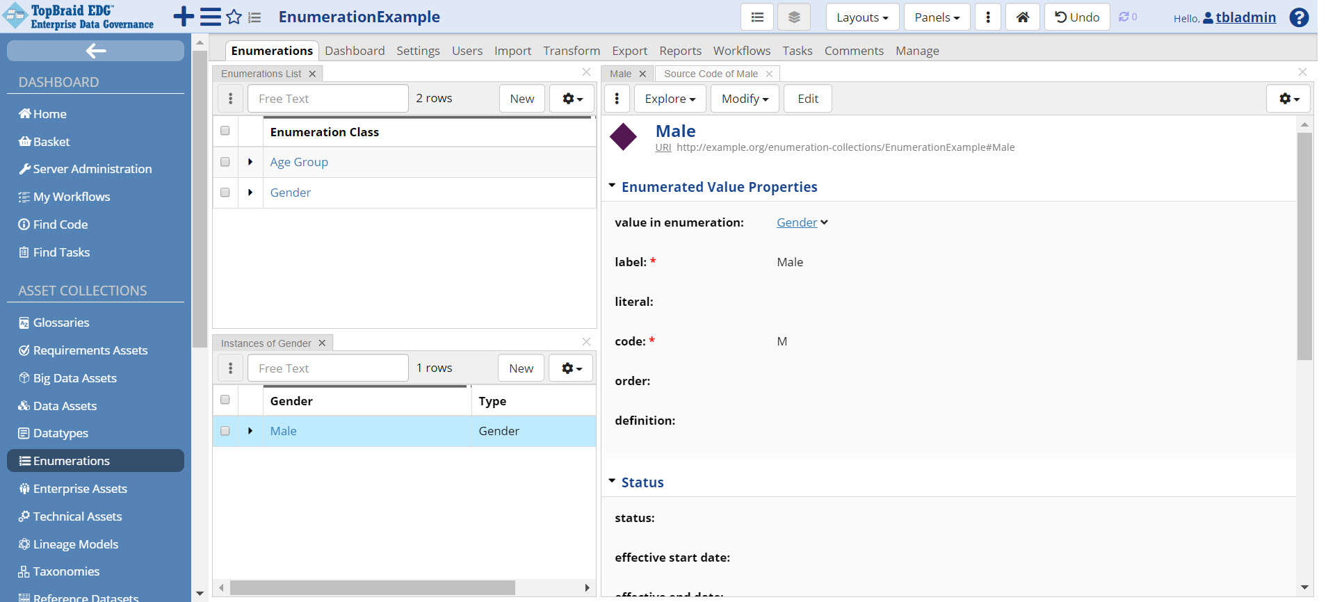 TopBraid EDG Enumeration Page