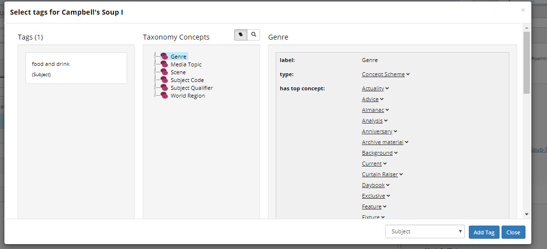 TopBraid EDG Tags Panel