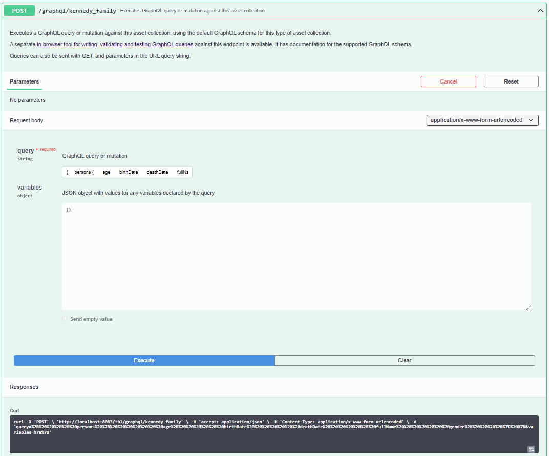 EDG Swagger GraphQL Endpoint Query