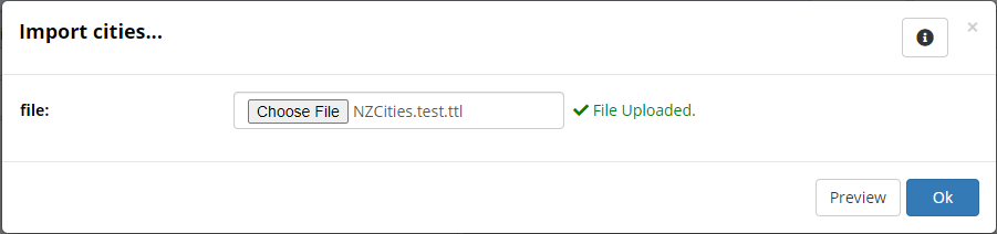 The dialog to upload a file for an import script