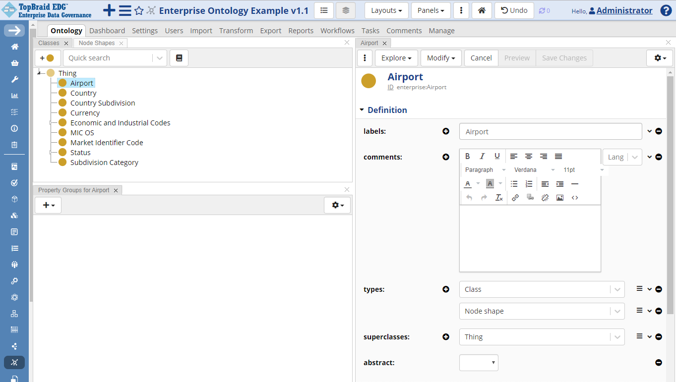 TopBraid EDG Ontology Airport Example