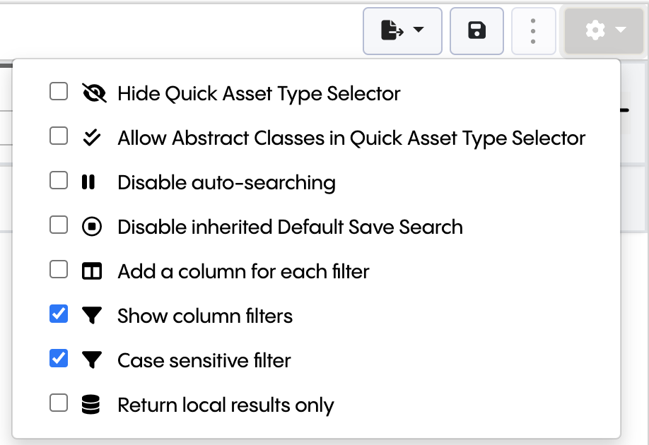 TopBraid EDG Searching for Assets using Refine Enable Case Sensitive Filter